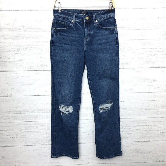 Express Denim - Express Women's Jeans 90's Ankle Boot Mid Rise Distressed size 0 length 28"